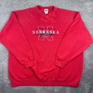 Lee Sport Sweatshirt Mens XXL Red Nebraska Huskers Embroidered Vintage Crewneck